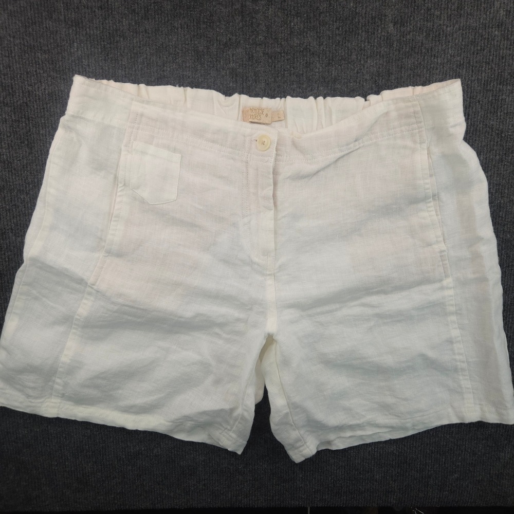 Paradise Shores Linen Shorts Womens Large White Excellent Coastal Beachy‎ L